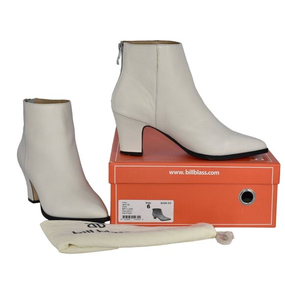 B5 Auth BILL BLASS Payton White Goat Leather Pointed Toe Bootie Shoes Sz 6 $228 - Picture 1 of 7